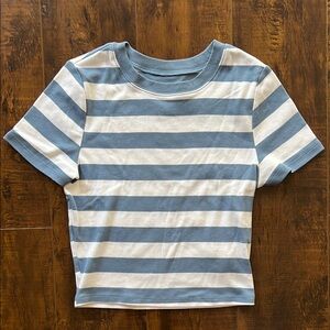 Striped Blue and White Cropped T-Shirt